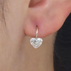4 Ct Heart Cut White Sapphire Bridal Jewelry Drop Earrings For Women
