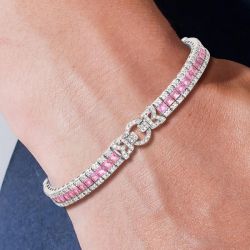 16.53 Ct Emerald Cut White Sapphire Bracelet Bridal Jewelry For Women