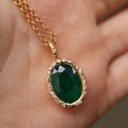 8.42 Ct Oval Cut Emerald Sapphire Bridal Jewelry Pendant Necklace Wedding Necklace For Women