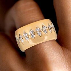 1.14 Ct Golden Round Cut White Sapphire Bridal Jewelry Wedding Band For Women 