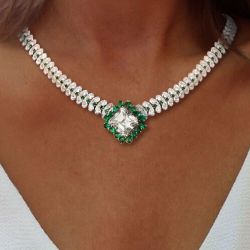 99.6 Ct Asscher Cut White Sapphire Bridal Jewelry Wedding Necklace For Women  