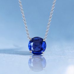 Round Cut Blue Sapphire Pendant Necklace For Women Wedding Jewelry 1.8 Ct 