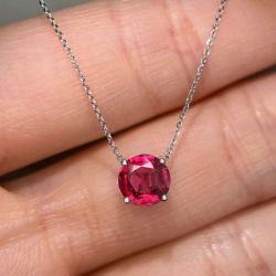 Round Cut Ruby Sapphire Wedding Jewelry Pendant Necklace For Women 1.8 Ct 