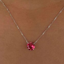 1.8 Ct Round Cut Ruby Sapphire Bridal Jewelry Pendant Necklace For Women 