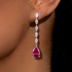 7.4 Ct Pear Cut Ruby Sapphire Drop Earrings Bridal Jewelry For Women 