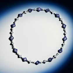 13.62 Ct Round Pearl & Blue Sapphire Bridal Jewelry Wedding Necklace For Women 