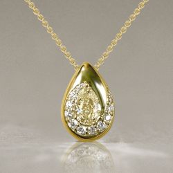 Swirl Design Golden Pear Cut Yellow Sapphire Pendant Necklace Wedding Necklace For Women Wedding Jewelry 0.6 Ct 