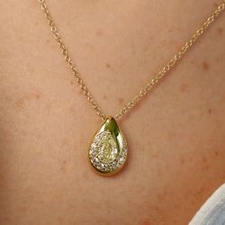 0.6 Ct Swirl Design Golden Pear Cut Yellow Sapphire Bridal Jewelry Pendant Necklace Wedding Necklace For Women 