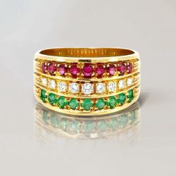 Gold Half Eternity Round Cut Multi-Colored Sapphire Wedding Band For Women Wedding Jewelry