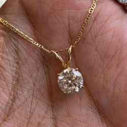 Gold Round Cut White Sapphire Pendant Necklace Wedding Necklace For Women Wedding Jewelry