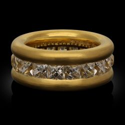 Gold Princess Cut White Sapphire Wedding Jewelry Wedding Band For Women 3.42 Ct 