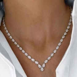 Chevron-V Pear Cut White Sapphire Luxury Jewelry Tennis Necklace Wedding Necklace For Women