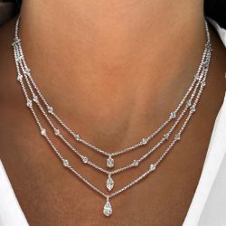 Multi Row Marquise & Pear Cut White Sapphire Necklace Wedding Necklace For Women Wedding Jewelry 