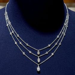 Marquise & Pear Cut White Sapphire Necklace Bridal Jewelry Wedding Necklace For Women 