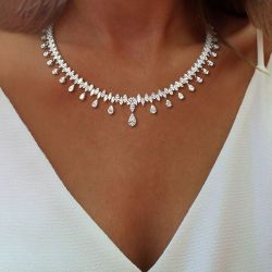 35.6 Ct Pear Cut White Sapphire Wedding Jewelry Wedding Necklaces For Women