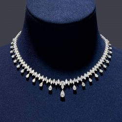 35.6 Ct Pear Cut White Sapphire Bridal Jewelry Necklace Wedding Necklace For Women
