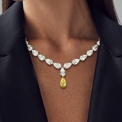 Two Tone Pear Cut Yellow Sapphire Wedding Necklace For Women Wedding Jewelry 41 Ct 