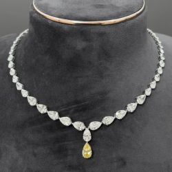 41 Ct Two Tone Pear Cut Yellow Sapphire Bridal Jewelry Wedding Necklace For Women