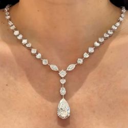 Multi Cut White Sapphire Bridal Jewelry Lariat Necklace Wedding Necklace For Women