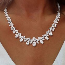 Multi Cut White Sapphire Wedding Necklace For Women Wedding Jewelry