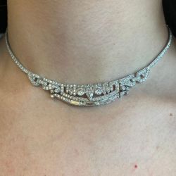 2.9 Ct Art Deco Milgrain Round Cut White Sapphire Bridal Jewelry Wedding Necklace For Women
