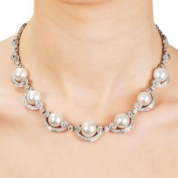 Round Pearls Wedding Necklace luxury Jewelry Pearl Necklace Women  