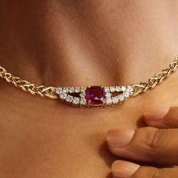 8.3 Ct Cushion Cut Ruby Sapphire Gold Chain Pendant Necklace For Women  