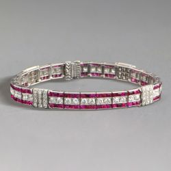8.7 Ct Milgrain Emerald & Round Cut Ruby Sapphire Tennis Bracelet Women 
