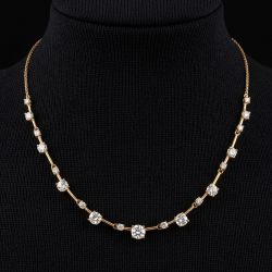Gold Chain Round Cut White Sapphire Gold Necklace Pendant Necklace For Women Wedding Jewelry