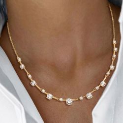 Gold Chain Round Cut White Sapphire Gold Necklace Pendant Necklace For Women Wedding Jewelry