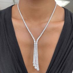 18.57 Ct Round Cut White Sapphire Luxury Jewelry Wedding Necklace For Women
