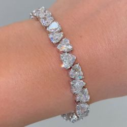 25.5 Ct Heart Cut White Sapphire Tennis Bracelet Bridal Jewelry For Women
