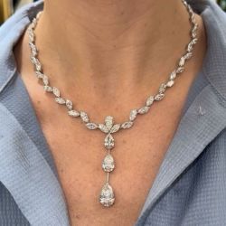 Pear Cut White Sapphire Necklace Wedding Necklace For Women