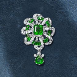 Antique Asscher & Pear Cut Emerald Sapphire Brooch For Women Luxury Jewelry 5.94 Ct 
