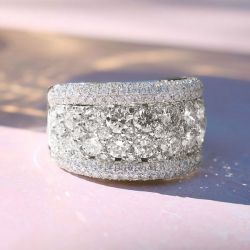 3.8 Ct Half Eternity Round Cut White Sapphire Cigar Band For Women 
