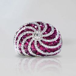2.08 Ct Round Cut Ruby Sapphire Wedding Band For Women