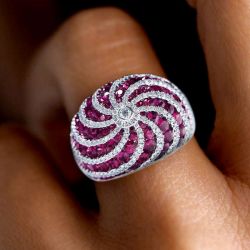 2.08 Ct Round Cut Ruby Sapphire Wedding Band For Women
