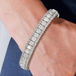 23.1 Ct Cushion Cut White Sapphire Bracelets For Women