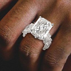 Radiant Cut White Sapphire Engagement Ring For Men 