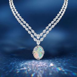 Classic Two Row Oval Cut Opal Pendant Wedding Necklace For Women