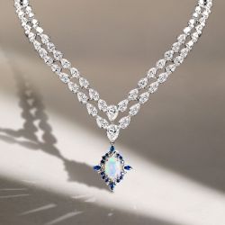 Oval Cut Opal Necklace Wedding Necklace For Women Luxury Jewelry 26.4 Ct 
