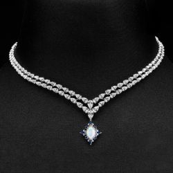 Oval Cut Opal Necklace Wedding Necklace For Women Luxury Jewelry 26.4 Ct 