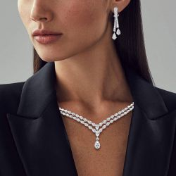 Pear Cut White Sapphire Necklace & Earrings Set For Women