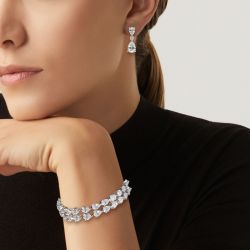 Pear Cut White Sapphire Bracelet & Earrings Set For Women Wedding Jewelry