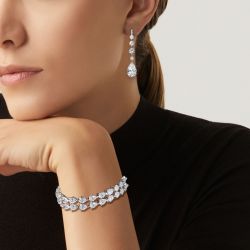 Pear Cut White Sapphire Bracelet & Earrings Set For Women Wedding Jewelry