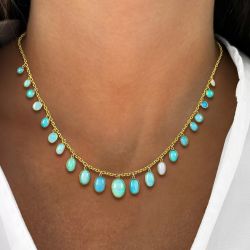 Golden Bezel Antique Oval Cut Opal Gold Chain Wedding Necklace Pendant Necklace For Women