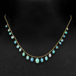 Golden Bezel Antique Oval Cut Opal Gold Chain Wedding Necklace Pendant Necklace For Women