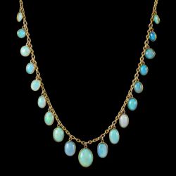 Golden Bezel Antique Oval Cut Opal Gold Chain Wedding Necklace Pendant Necklace For Women