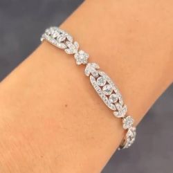 Round Cut White Sapphire Tennis Bracelet Wedding Jewelry For Women