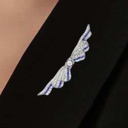 Milgrain Art Deco Round Cut White Sapphire Brooch For Women Wedding Jewelry